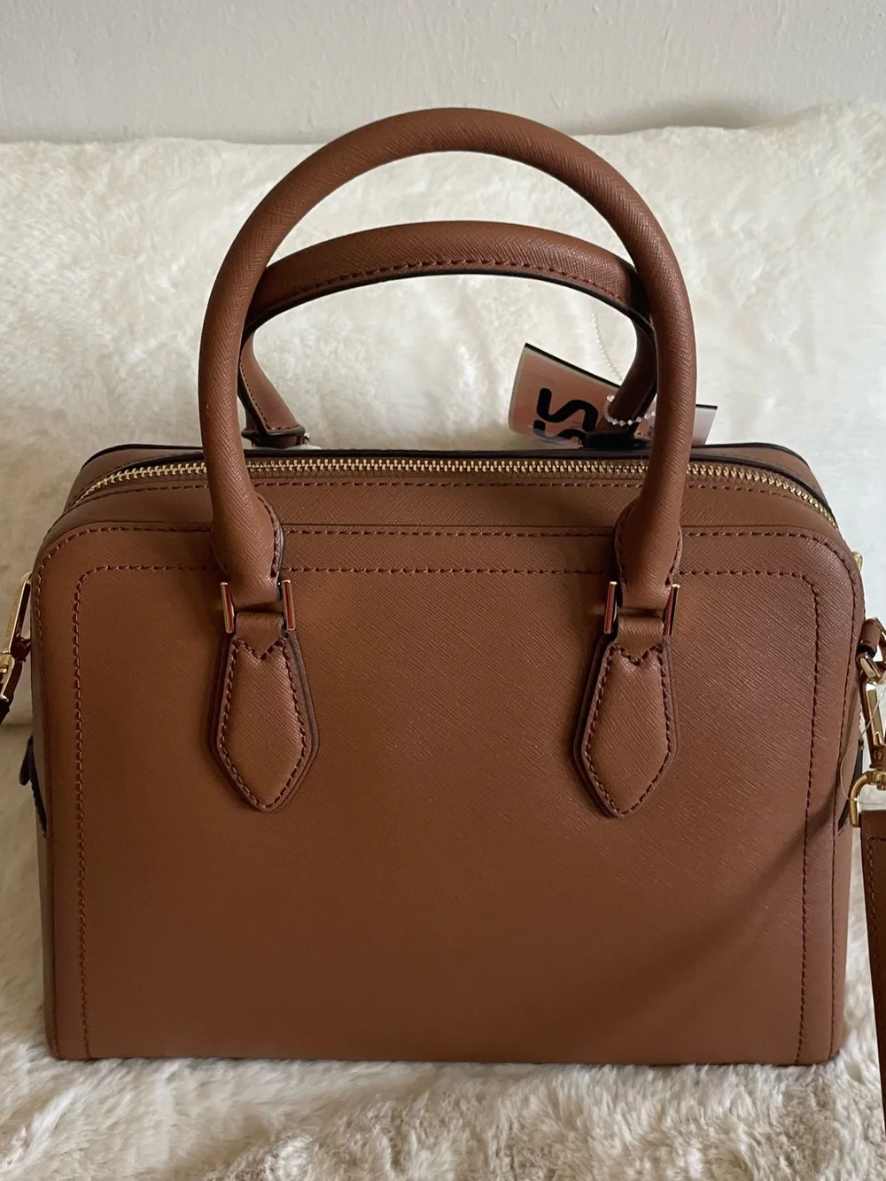 NWT Michael Kors Brown Saffiano Satchel with Gold Hardware
